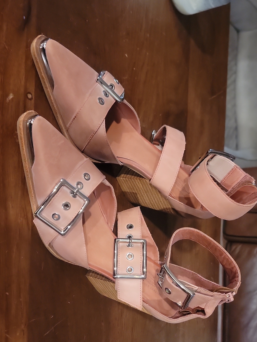 Jeffrey Campbell Blush Pink Buckle Block Heel Sandals